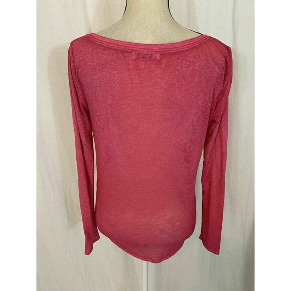 Abercrombie Fitch Womens Solid Pink Sheer Long Sleeve Top Small - Picture 5 of 6